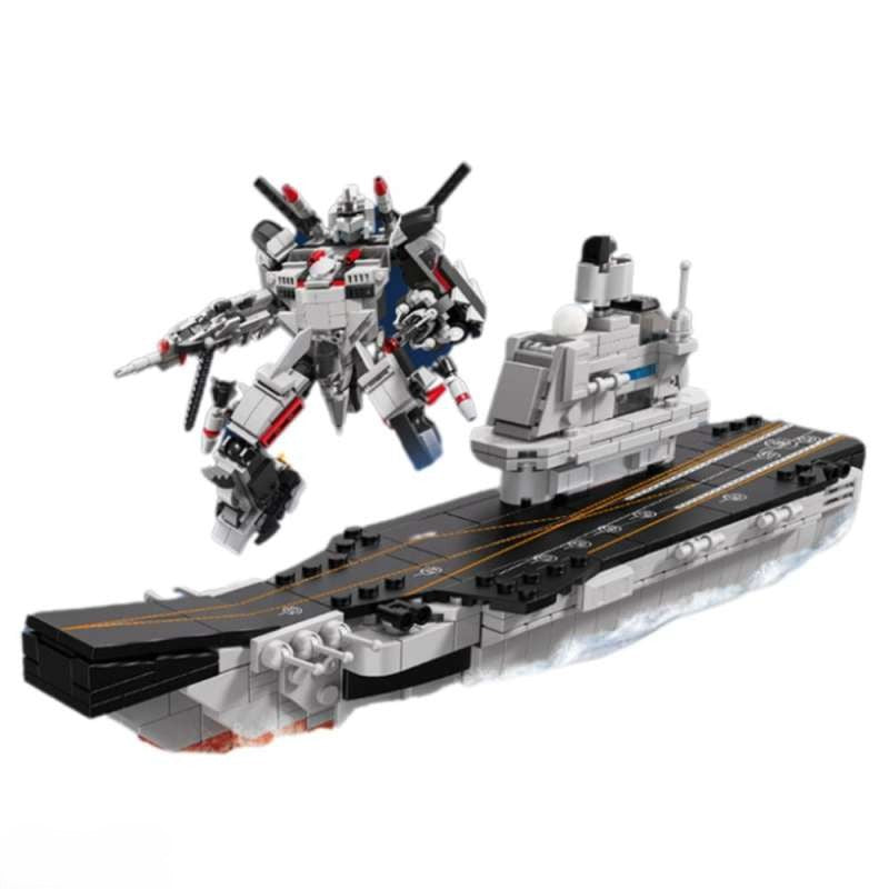 2-in-1 Aircraft Carrier & Robo Defender Lego Set - 737 PCS