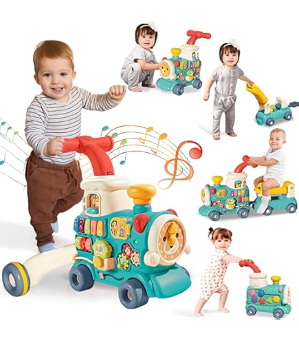 5-in-1 Musical Baby Walker Train With Real Mist โSteamโ