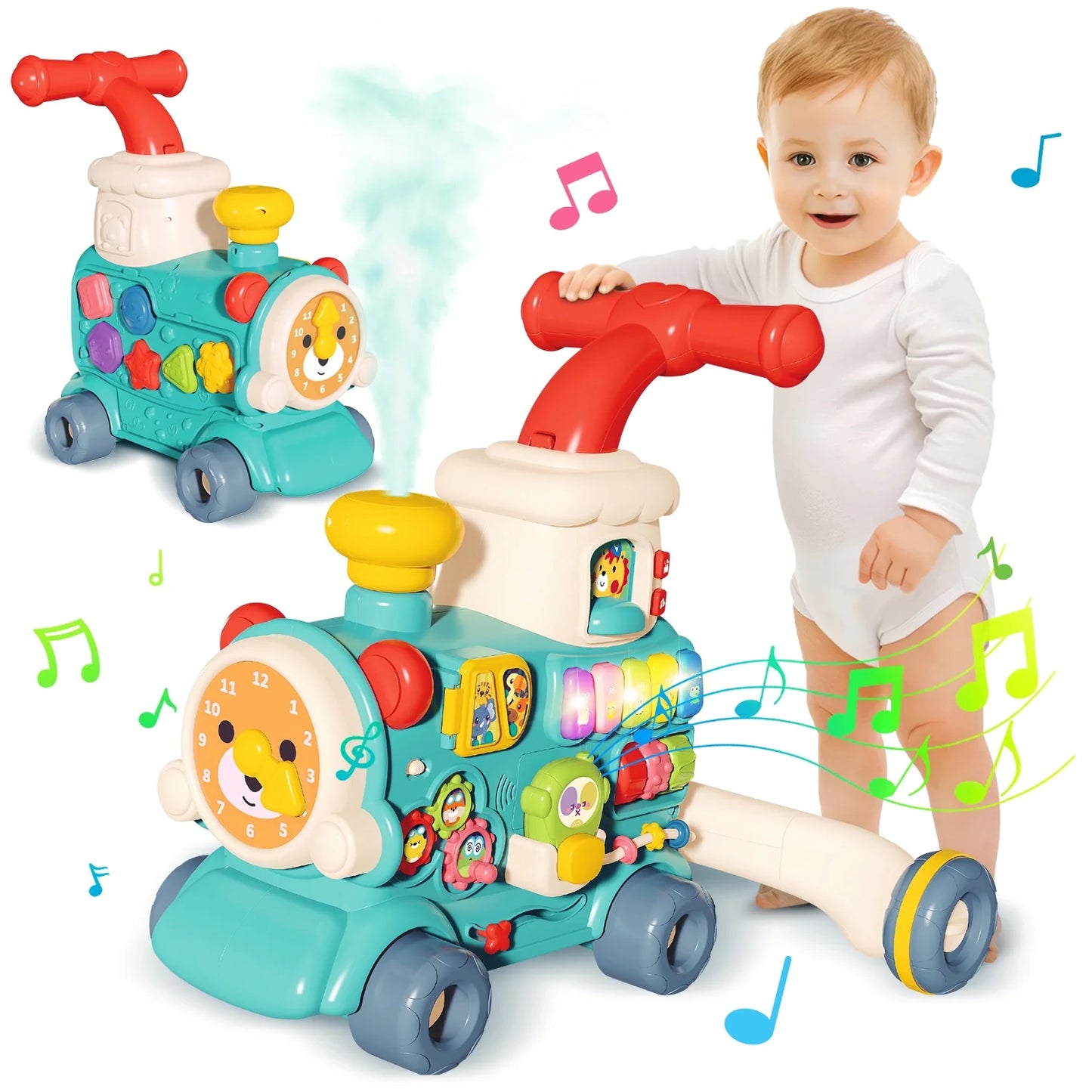 5-in-1 Musical Baby Walker Train With Real Mist โSteamโ
