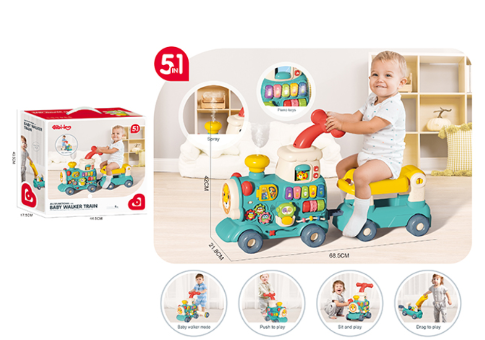 5-in-1 Musical Baby Walker Train With Real Mist โSteamโ