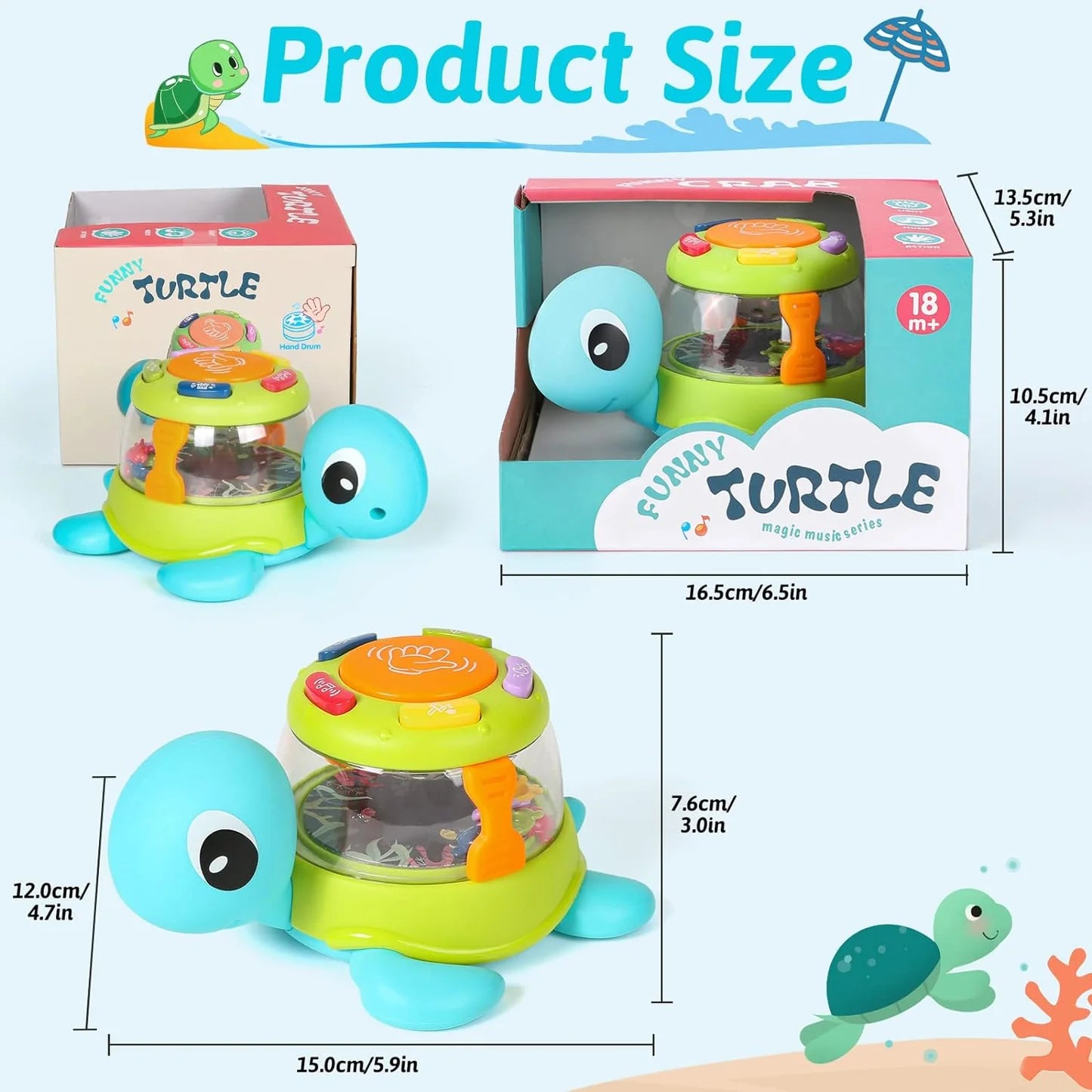 Battery-Powered Funny Musical Turtle