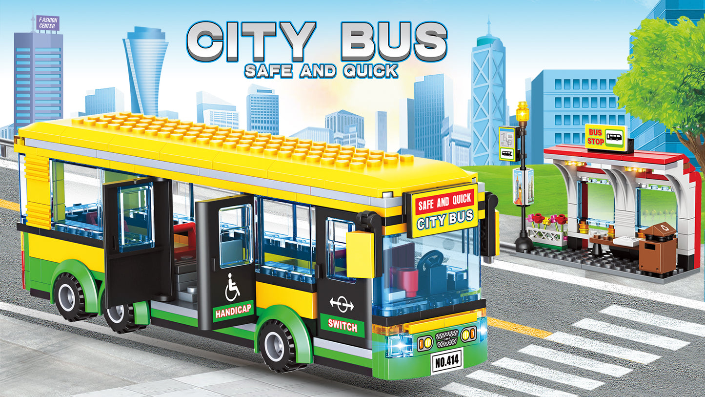 Yellow City Bus Lego Set - 416 PCS
