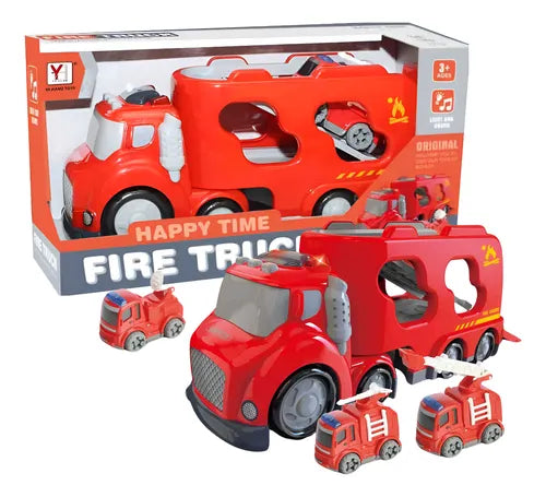 Fire Truck Transporter – Lights, Sounds & Mini Fire Truck