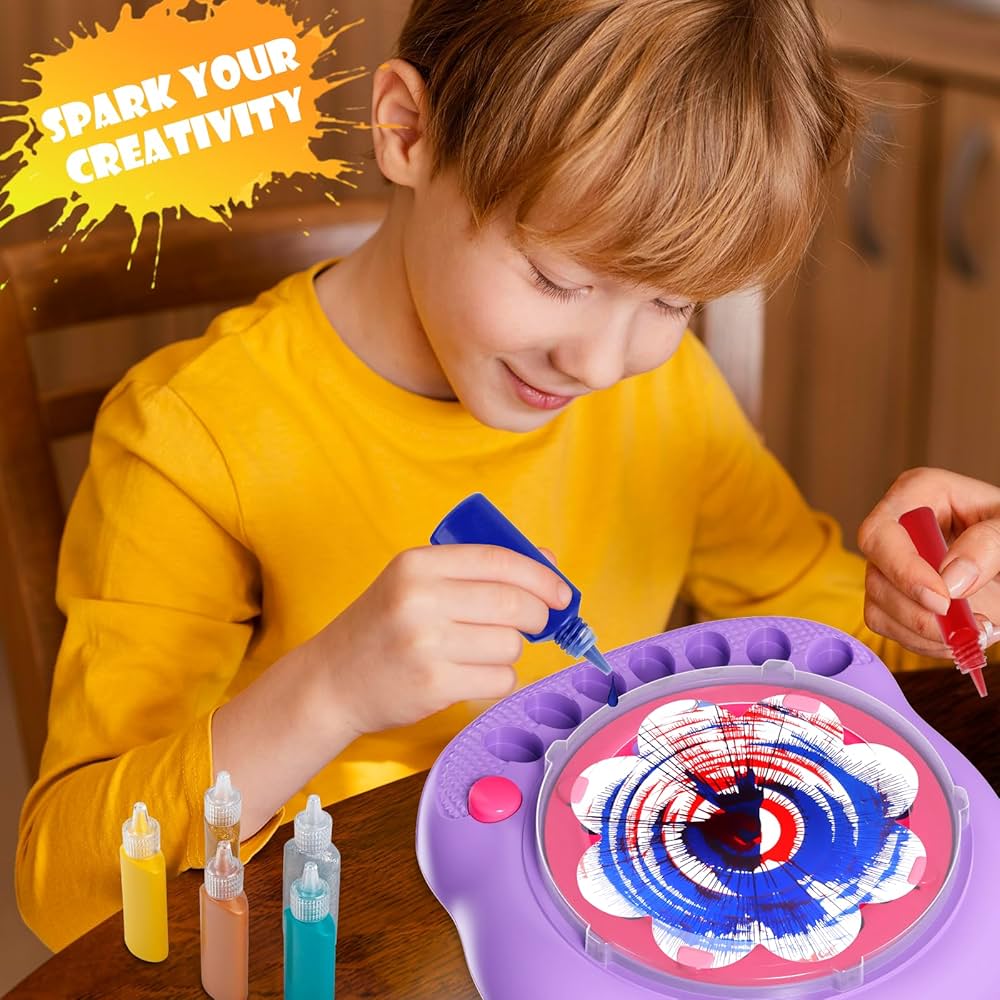Paint Spin Art Machine + 36 Artboards & 7 Paints