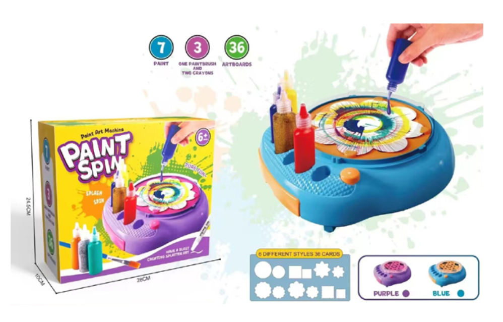 Paint Spin Art Machine + 36 Artboards & 7 Paints