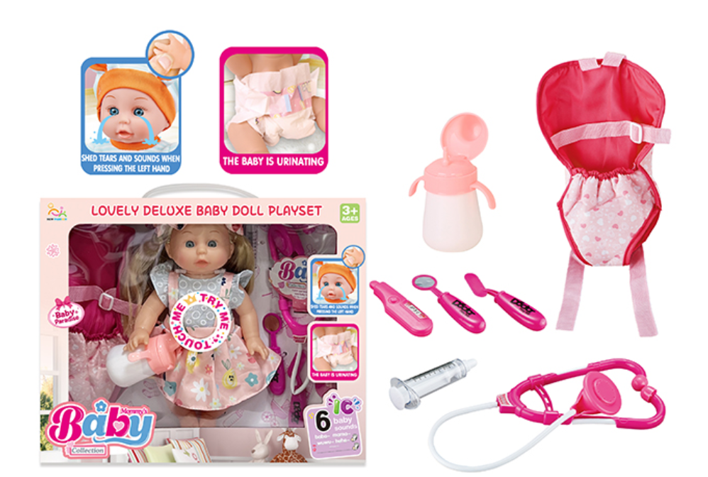 Lovely Deluxe Crying Baby 30Cm Doll Playset + 6 Sounds