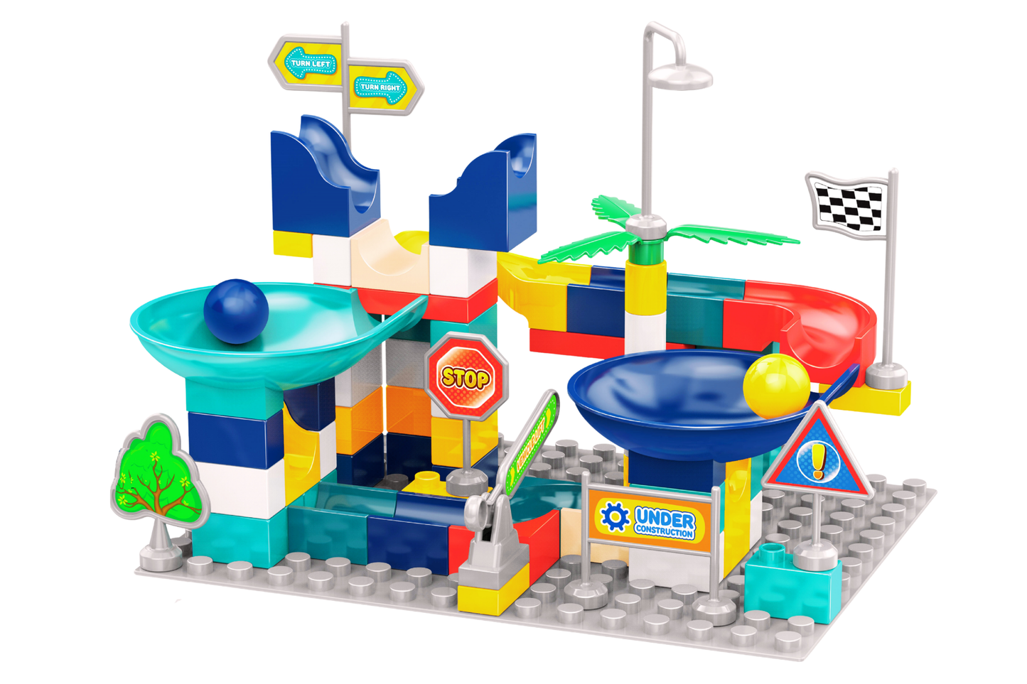 Slide Rail Blocks Marble Run Set – 70 PCS