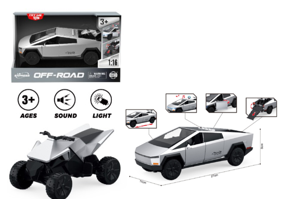 Tesla Cyber truck + ATV Off-Road Combo With Light & Sounds