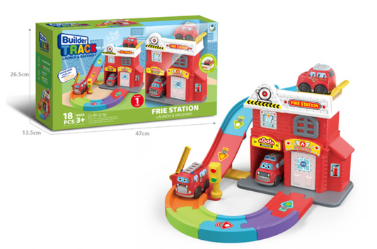 Builder Track Fire Station – Slide, Rescue & Race