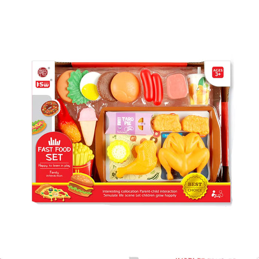 مجموعة صواني لعب الوجبات السريعة مكونة من 19 قطعة 