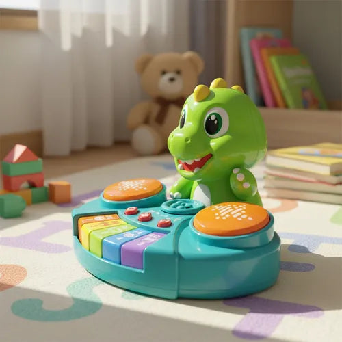 بيانو تعليمي على شكل ديناصور مع أضواء