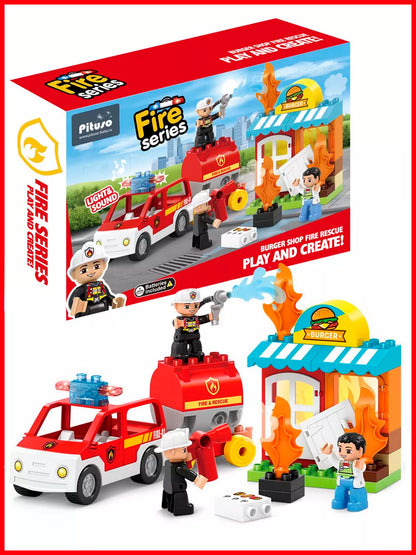 Fire Rescue Burger Mission - 2 Cars