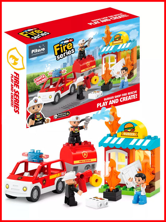 Fire Rescue Burger Mission - 2 Cars
