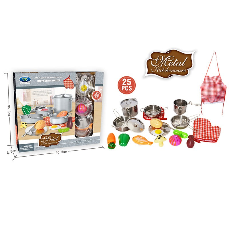 طقم أدوات مطبخ من الفولاذ المقاوم للصدأ مكون من 25 قطعة 