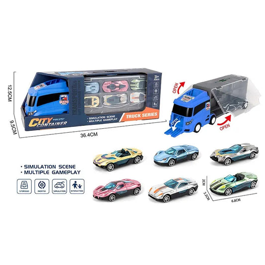 مجموعة شاحنات نقل الحاويات في المدينة