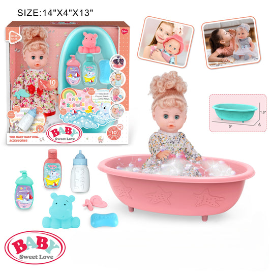 BABY Sweet Love Bathtime 45Cm Doll Set + 10 sounds