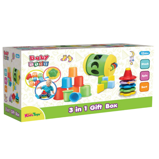 Baby Kids 3-in-1 Stack, Spin & Sort Box