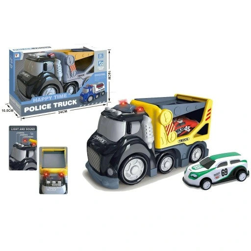 Double Car Transport Police Truck –  Lights and Sounds