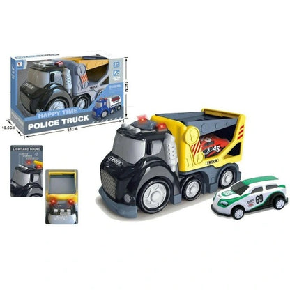 Double Car Transport Police Truck –  Lights and Sounds