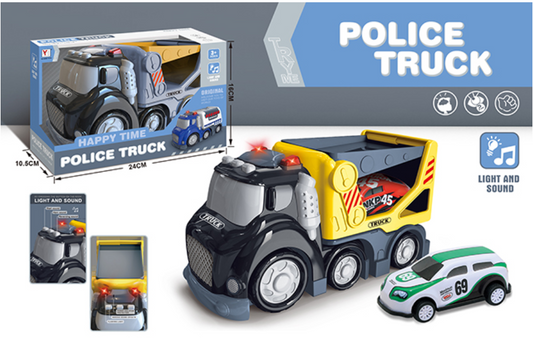 Double Car Transport Police Truck –  Lights and Sounds