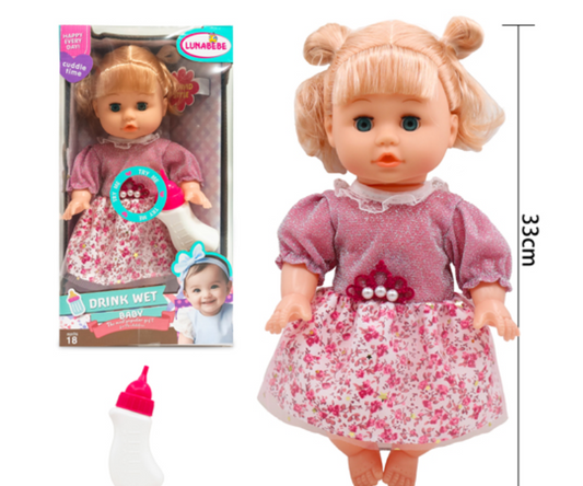 Drink & Wet Baby 33Cm Doll + 12 Sounds