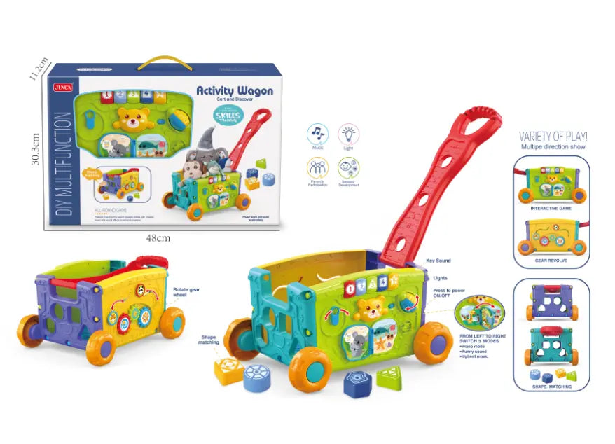لعبة فرز الأشكال وعربة المشي الموسيقية 2 في 1 